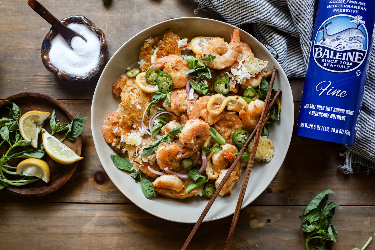 Spicy Lemon Sauce Shrimp over Crispy Rice recipe