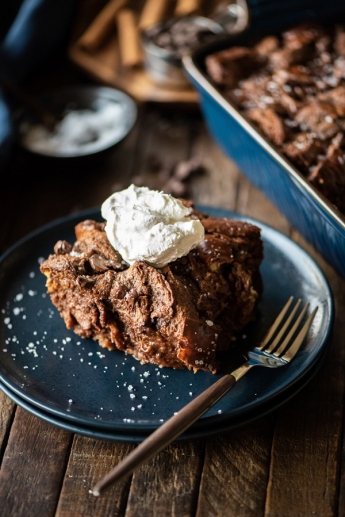 salted chocolate bread pudding