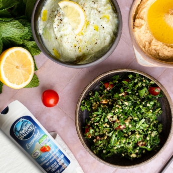 Lebanese Mezze : Houmous, Tzatziki, Parsley and Coriander Taboule recipe