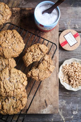 Salted brown butter & toffee cookies recipe