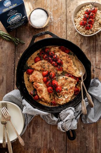 Creamy Rosemary Chicken and Roasted Tomatoes