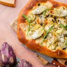 White foccacia with artichoke and capers recipe